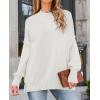imageZESICA Womens Fall Casual Long Sleeve Crew Neck Side Slit Oversized Ribbed Knit Pullover Sweater TopsWhite