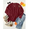 imageZESICA Womens Fall Casual Long Sleeve Crew Neck Side Slit Oversized Ribbed Knit Pullover Sweater TopsWine