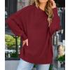 imageZESICA Womens Fall Casual Long Sleeve Crew Neck Side Slit Oversized Ribbed Knit Pullover Sweater TopsWine