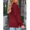 imageZESICA Womens Fall Casual Long Sleeve Crew Neck Side Slit Oversized Ribbed Knit Pullover Sweater TopsWine