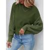 imageZESICA Womens Fall Long Sleeve Crew Neck Solid Color Cable Knit Chunky Casual Oversized Pullover Sweater TopsArmygreen