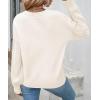 imageZESICA Womens Fall Long Sleeve Crew Neck Solid Color Cable Knit Chunky Casual Oversized Pullover Sweater TopsBeige