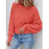 imageZESICA Womens Fall Long Sleeve Crew Neck Solid Color Cable Knit Chunky Casual Oversized Pullover Sweater TopsCoral