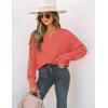imageZESICA Womens Fall Long Sleeve Crew Neck Solid Color Cable Knit Chunky Casual Oversized Pullover Sweater TopsCoral