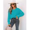 imageZESICA Womens Fall Long Sleeve Crew Neck Solid Color Cable Knit Chunky Casual Oversized Pullover Sweater TopsLakeblue