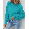 imageZESICA Womens Fall Long Sleeve Crew Neck Solid Color Cable Knit Chunky Casual Oversized Pullover Sweater TopsLakeblue