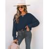 imageZESICA Womens Fall Long Sleeve Crew Neck Solid Color Cable Knit Chunky Casual Oversized Pullover Sweater TopsNavy