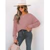 imageZESICA Womens Fall Long Sleeve Crew Neck Solid Color Cable Knit Chunky Casual Oversized Pullover Sweater TopsPurple