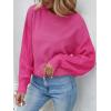 imageZESICA Womens Fall Long Sleeve Crew Neck Solid Color Cable Knit Chunky Casual Oversized Pullover Sweater TopsRose