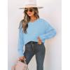 imageZESICA Womens Fall Long Sleeve Crew Neck Solid Color Cable Knit Chunky Casual Oversized Pullover Sweater TopsSkyblue
