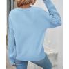 imageZESICA Womens Fall Long Sleeve Crew Neck Solid Color Cable Knit Chunky Casual Oversized Pullover Sweater TopsSkyblue