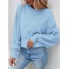 imageZESICA Womens Fall Long Sleeve Crew Neck Solid Color Cable Knit Chunky Casual Oversized Pullover Sweater TopsSkyblue