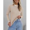 imageZESICA Womens Long Sleeve Ruffle Sweaters Spring Crewneck Color Block Slim Fit Basic Casual Knit Pullover Sweater TopsAlmond