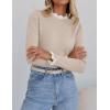 imageZESICA Womens Long Sleeve Ruffle Sweaters Spring Crewneck Color Block Slim Fit Basic Casual Knit Pullover Sweater TopsAlmond