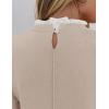 imageZESICA Womens Long Sleeve Ruffle Sweaters Spring Crewneck Color Block Slim Fit Basic Casual Knit Pullover Sweater TopsAlmond