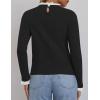 imageZESICA Womens Long Sleeve Ruffle Sweaters Spring Crewneck Color Block Slim Fit Basic Casual Knit Pullover Sweater TopsBlack