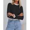 imageZESICA Womens Long Sleeve Ruffle Sweaters Spring Crewneck Color Block Slim Fit Basic Casual Knit Pullover Sweater TopsBlack