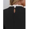 imageZESICA Womens Long Sleeve Ruffle Sweaters Spring Crewneck Color Block Slim Fit Basic Casual Knit Pullover Sweater TopsBlack