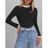 imageZESICA Womens Long Sleeve Ruffle Sweaters Spring Crewneck Color Block Slim Fit Basic Casual Knit Pullover Sweater TopsBlack