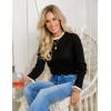 imageZESICA Womens Long Sleeve Ruffle Sweaters Spring Crewneck Color Block Slim Fit Basic Casual Knit Pullover Sweater TopsBlack