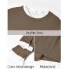 imageZESICA Womens Long Sleeve Ruffle Sweaters Spring Crewneck Color Block Slim Fit Basic Casual Knit Pullover Sweater TopsCamel
