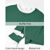 imageZESICA Womens Long Sleeve Ruffle Sweaters Spring Crewneck Color Block Slim Fit Basic Casual Knit Pullover Sweater TopsDark Green