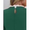 imageZESICA Womens Long Sleeve Ruffle Sweaters Spring Crewneck Color Block Slim Fit Basic Casual Knit Pullover Sweater TopsDark Green
