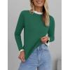 imageZESICA Womens Long Sleeve Ruffle Sweaters Spring Crewneck Color Block Slim Fit Basic Casual Knit Pullover Sweater TopsDark Green