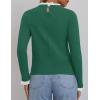 imageZESICA Womens Long Sleeve Ruffle Sweaters Spring Crewneck Color Block Slim Fit Basic Casual Knit Pullover Sweater TopsDark Green