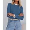 imageZESICA Womens Long Sleeve Ruffle Sweaters Spring Crewneck Color Block Slim Fit Basic Casual Knit Pullover Sweater TopsDusty Blue