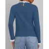 imageZESICA Womens Long Sleeve Ruffle Sweaters Spring Crewneck Color Block Slim Fit Basic Casual Knit Pullover Sweater TopsDusty Blue