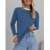 imageZESICA Womens Long Sleeve Ruffle Sweaters Spring Crewneck Color Block Slim Fit Basic Casual Knit Pullover Sweater TopsDusty Blue