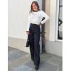 imageZESICA Womens Long Sleeve Ruffle Sweaters Spring Crewneck Color Block Slim Fit Basic Casual Knit Pullover Sweater TopsIvory