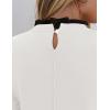 imageZESICA Womens Long Sleeve Ruffle Sweaters Spring Crewneck Color Block Slim Fit Basic Casual Knit Pullover Sweater TopsIvory