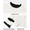 imageZESICA Womens Long Sleeve Ruffle Sweaters Spring Crewneck Color Block Slim Fit Basic Casual Knit Pullover Sweater TopsIvory