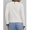imageZESICA Womens Long Sleeve Ruffle Sweaters Spring Crewneck Color Block Slim Fit Basic Casual Knit Pullover Sweater TopsIvory