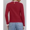 imageZESICA Womens Long Sleeve Ruffle Sweaters Spring Crewneck Color Block Slim Fit Basic Casual Knit Pullover Sweater TopsPurple Red