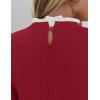 imageZESICA Womens Long Sleeve Ruffle Sweaters Spring Crewneck Color Block Slim Fit Basic Casual Knit Pullover Sweater TopsPurple Red