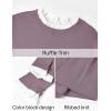 imageZESICA Womens Long Sleeve Ruffle Sweaters Spring Crewneck Color Block Slim Fit Basic Casual Knit Pullover Sweater TopsTaro