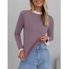 imageZESICA Womens Long Sleeve Ruffle Sweaters Spring Crewneck Color Block Slim Fit Basic Casual Knit Pullover Sweater TopsTaro
