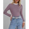 imageZESICA Womens Long Sleeve Ruffle Sweaters Spring Crewneck Color Block Slim Fit Basic Casual Knit Pullover Sweater TopsTaro