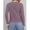 imageZESICA Womens Long Sleeve Ruffle Sweaters Spring Crewneck Color Block Slim Fit Basic Casual Knit Pullover Sweater TopsTaro