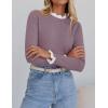 imageZESICA Womens Long Sleeve Ruffle Sweaters Spring Crewneck Color Block Slim Fit Basic Casual Knit Pullover Sweater TopsTaro