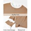 imageZESICA Womens Long Sleeve Ruffle Sweaters Spring Crewneck Color Block Slim Fit Basic Casual Knit Pullover Sweater TopsToffee