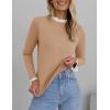 imageZESICA Womens Long Sleeve Ruffle Sweaters Spring Crewneck Color Block Slim Fit Basic Casual Knit Pullover Sweater TopsToffee