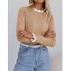 imageZESICA Womens Long Sleeve Ruffle Sweaters Spring Crewneck Color Block Slim Fit Basic Casual Knit Pullover Sweater TopsToffee