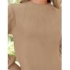 imageZESICA Womens Sweaters Puff Long Sleeve Crew Neck Solid Color Casual Soft Knit Pullover Tops Trendy ClothesLight Khaki
