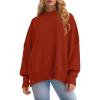 imageZESICA Womens Fall Casual Long Sleeve Crew Neck Side Slit Oversized Ribbed Knit Pullover Sweater TopsRust