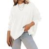 imageZESICA Womens Fall Casual Long Sleeve Crew Neck Side Slit Oversized Ribbed Knit Pullover Sweater TopsWhite