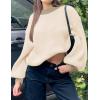 imageZESICA Womens Casual Long Sleeve Crew Neck Pullover 2025 Spring Ribbed Knit Loose Contrast Color Sweater TopsApricot